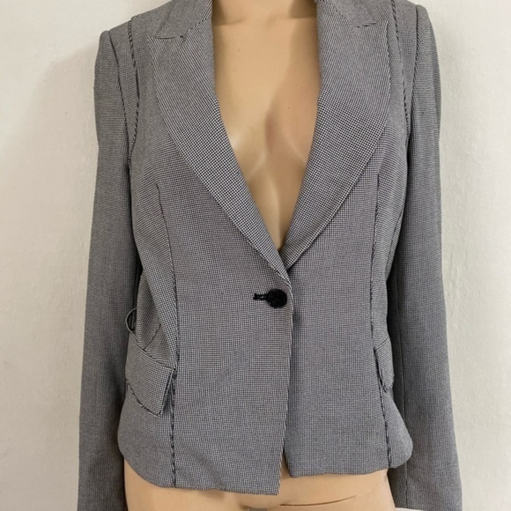 Zara Basic One Button Blazer Size M Houndthooth - image 2